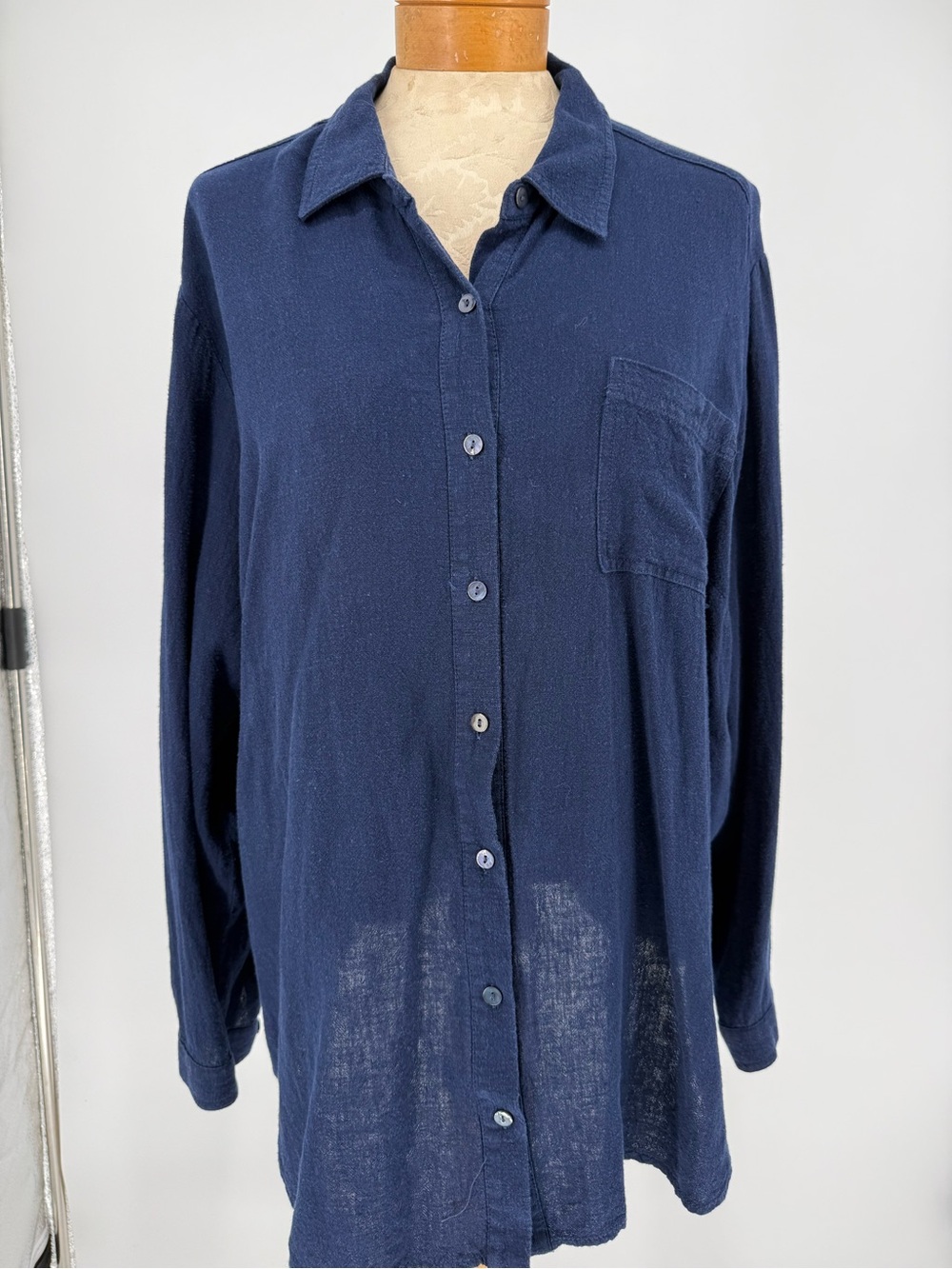 VTG Women’s Classic Navy Long-Sleeve Button-Up Shirt sz 1x